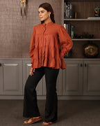 Rust Orange Flared Tierd Shirt