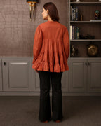 Rust Orange Flared Tierd Shirt