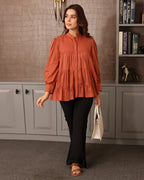 Rust Orange Flared Tierd Shirt