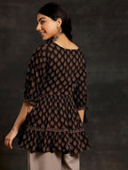 Black Pinted Cotton Kurti