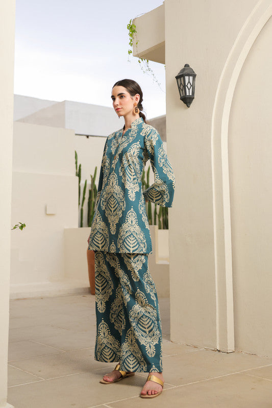 Teal Bloom Cotton Cord Set