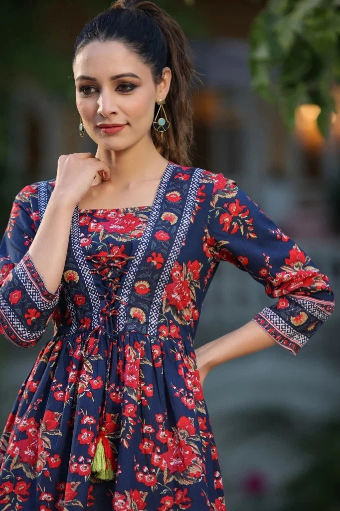 Irtiqa Floral printed U-neck top