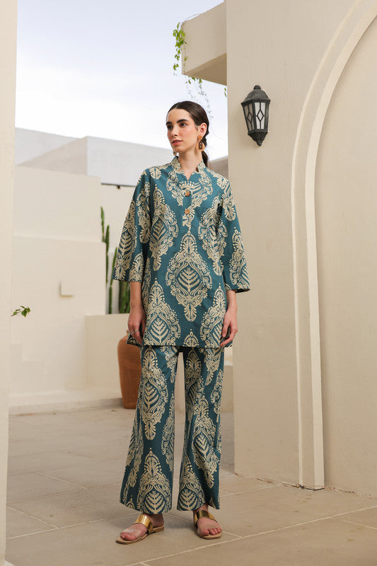 Teal Bloom Cotton Cord Set