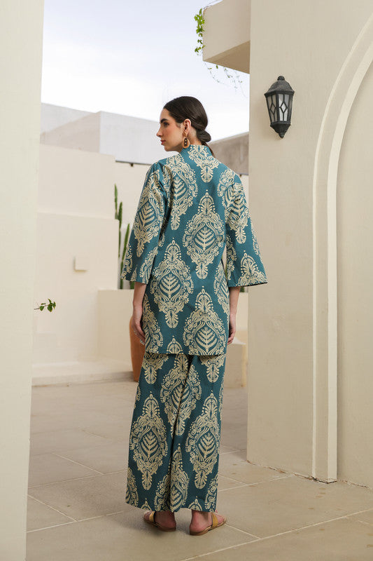 Teal Bloom Cotton Cord Set