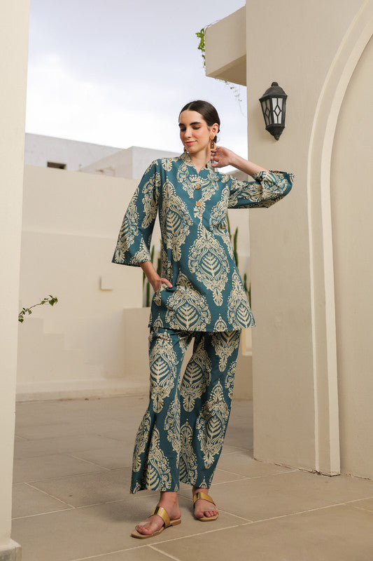 Teal Bloom Cotton Cord Set