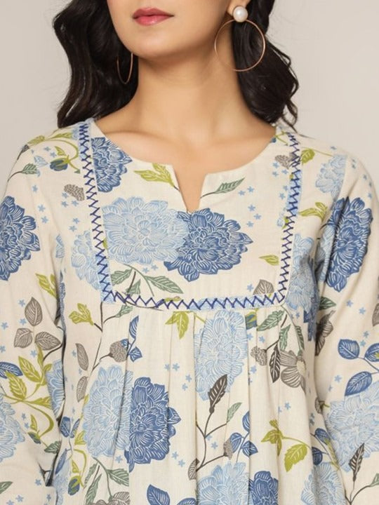 Floral print cotton peplum top
