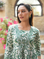 Green Bohemian Ikat Tunic Top