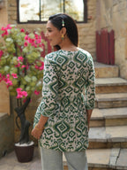 Green Bohemian Ikat Tunic Top
