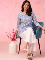 Sky Bloom Printed Kurti