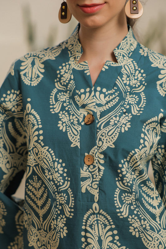 Teal Bloom Cotton Cord Set