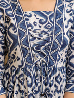 Blue Bohemian Ikat Tunic Top