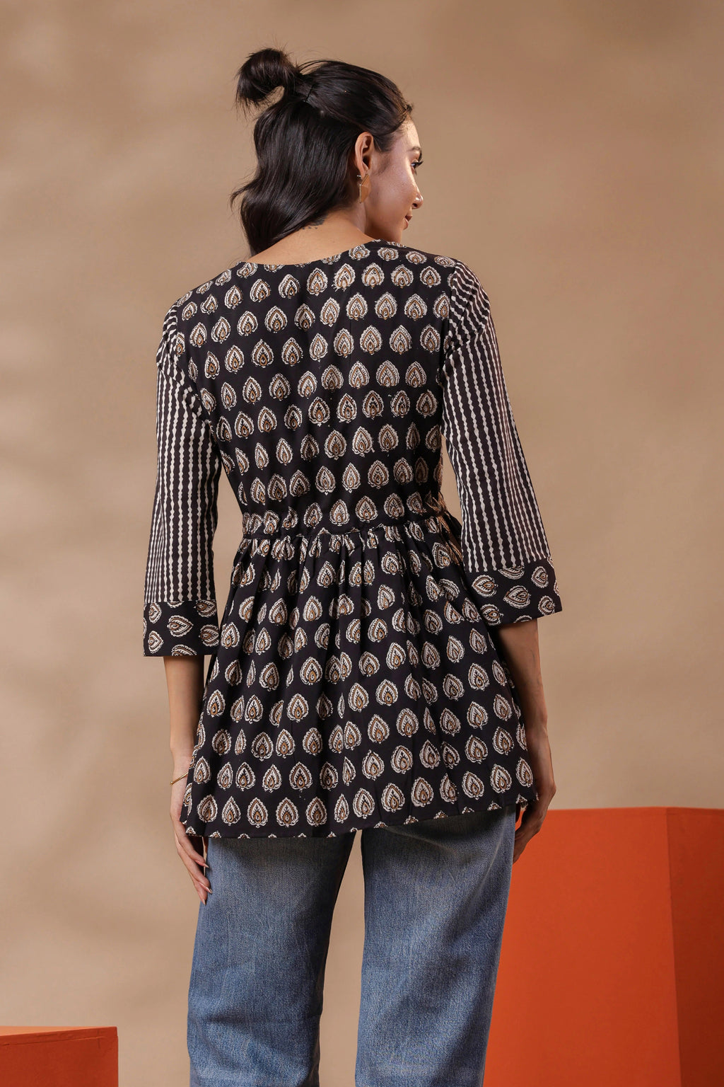 Black Printed Designer Tops