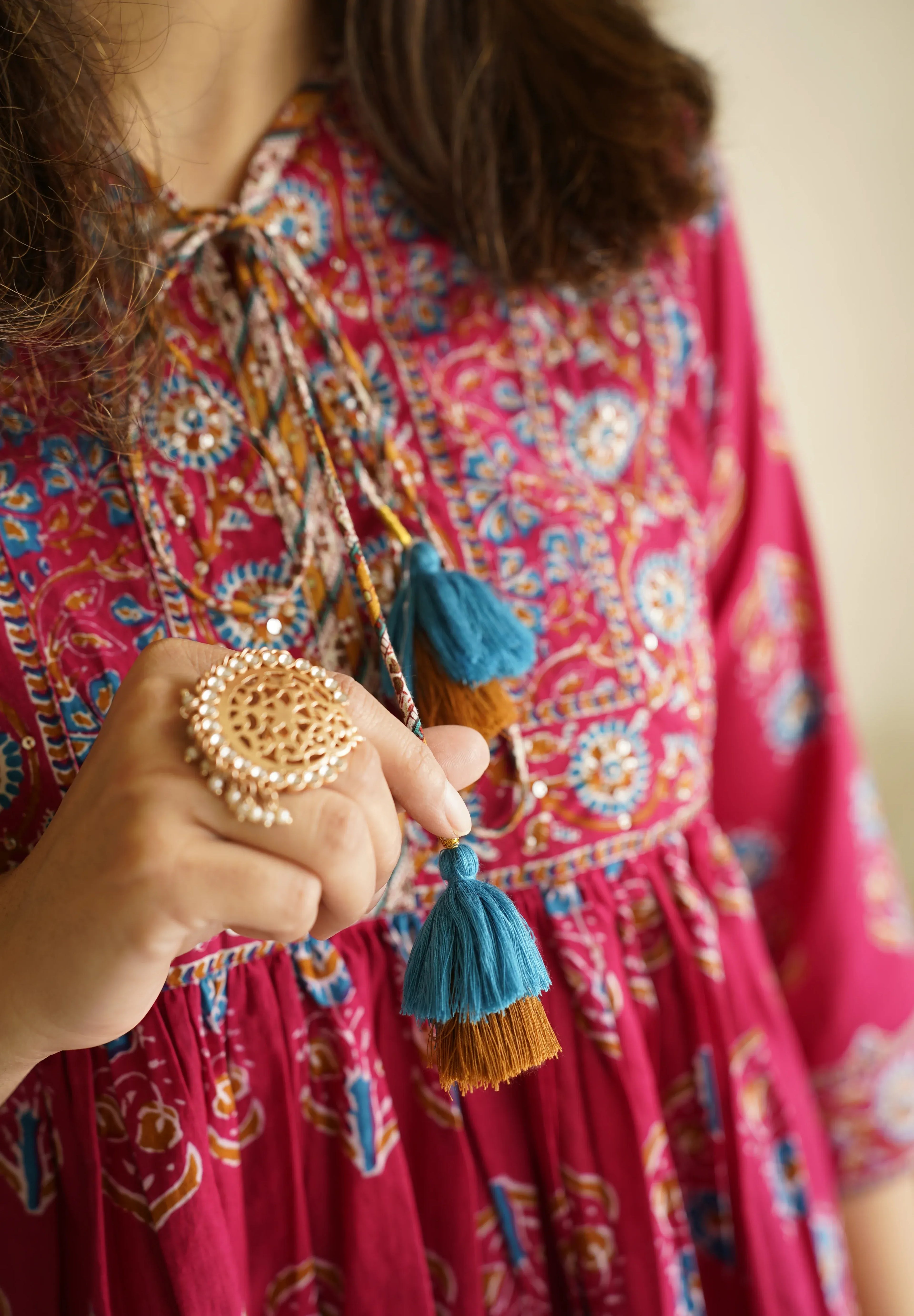 Pink Floral Printed Pure Cotton Tops