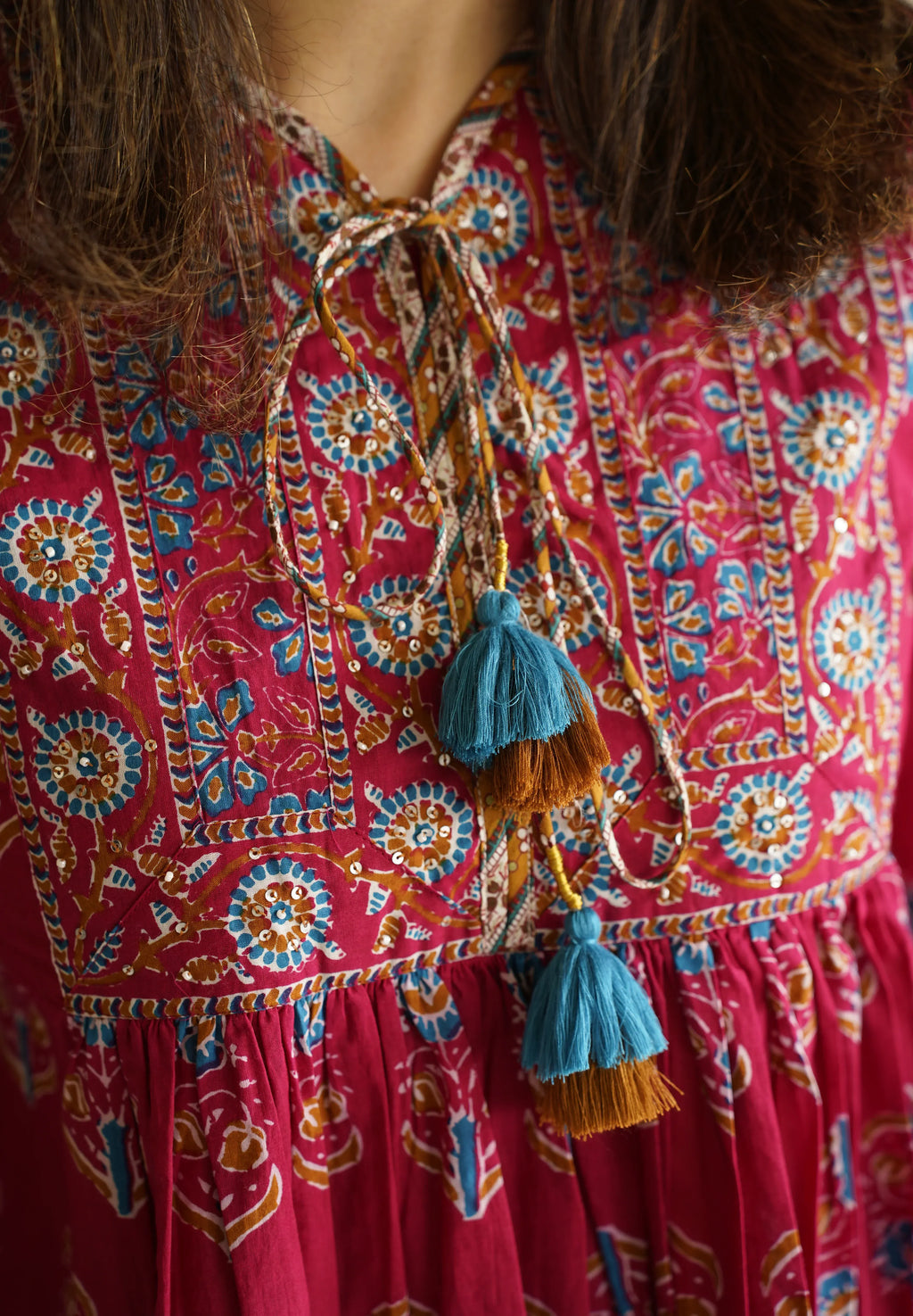 Pink Floral Printed Pure Cotton Tops